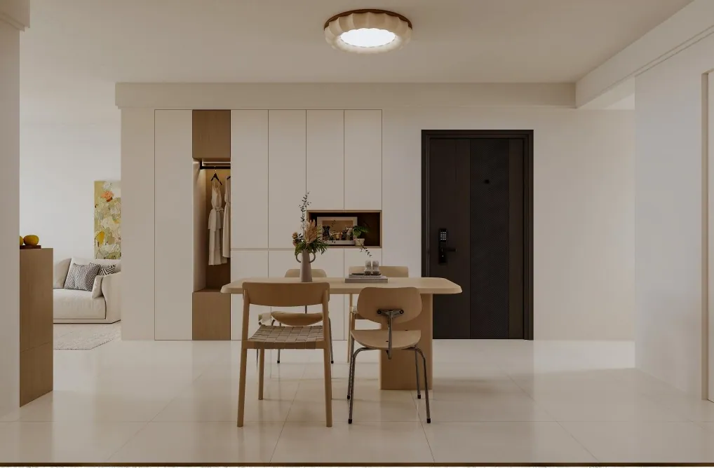 华盛延西府106㎡奶油原木风 餐厅1